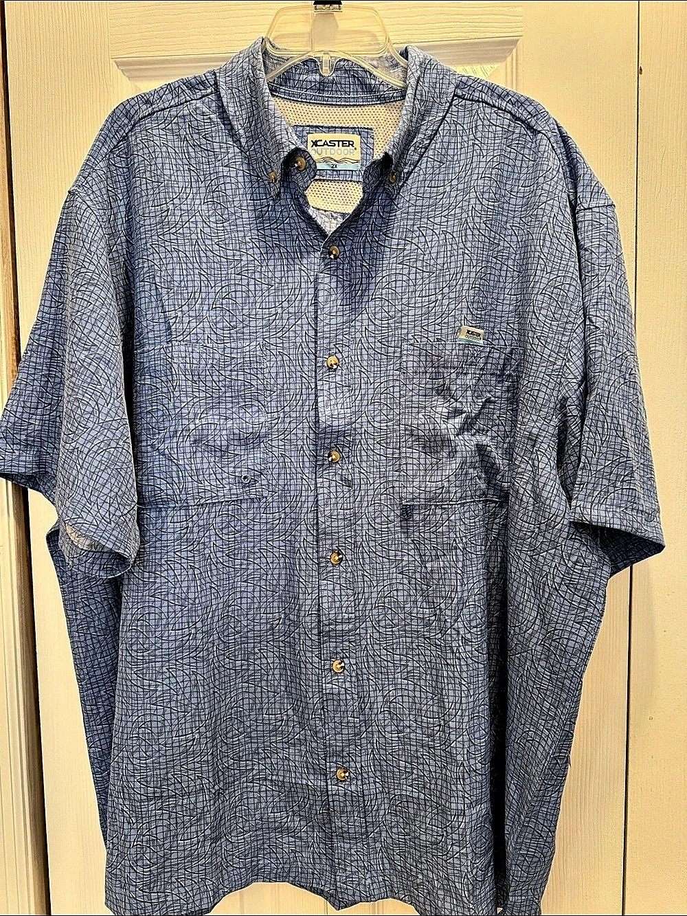 XcasteR Outdoor Men's Geometric Button Down Shirt Blue 2X